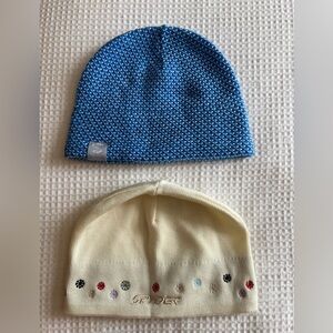 Lot of 2 SPYDER ski hats - Cream & Blue